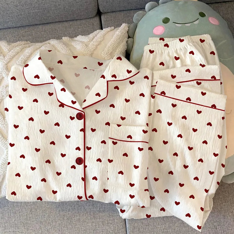 Pyjama Femme Coeurs Rouges