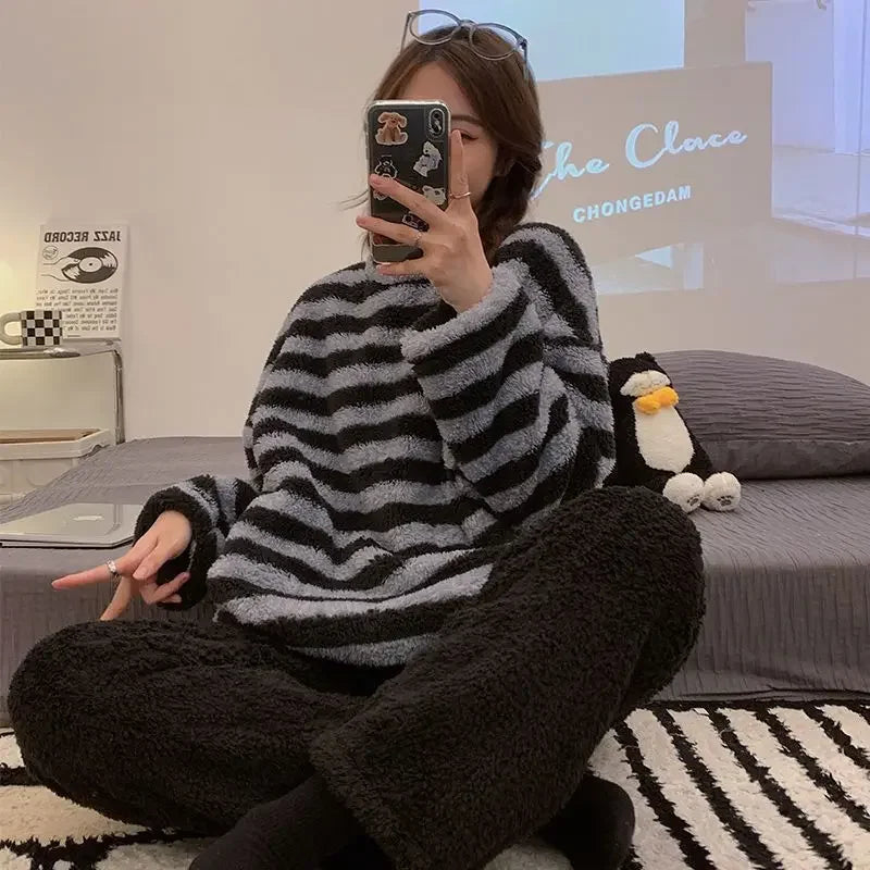 Pyjama Femme en Flanelle Rayures