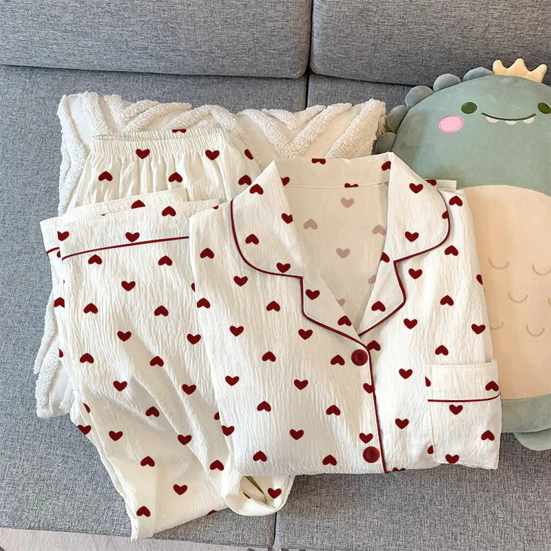 Pyjama Femme Coeurs Rouges