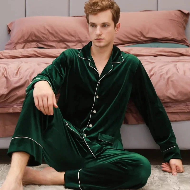 Pyjama Homme Velours Chaud Hiver