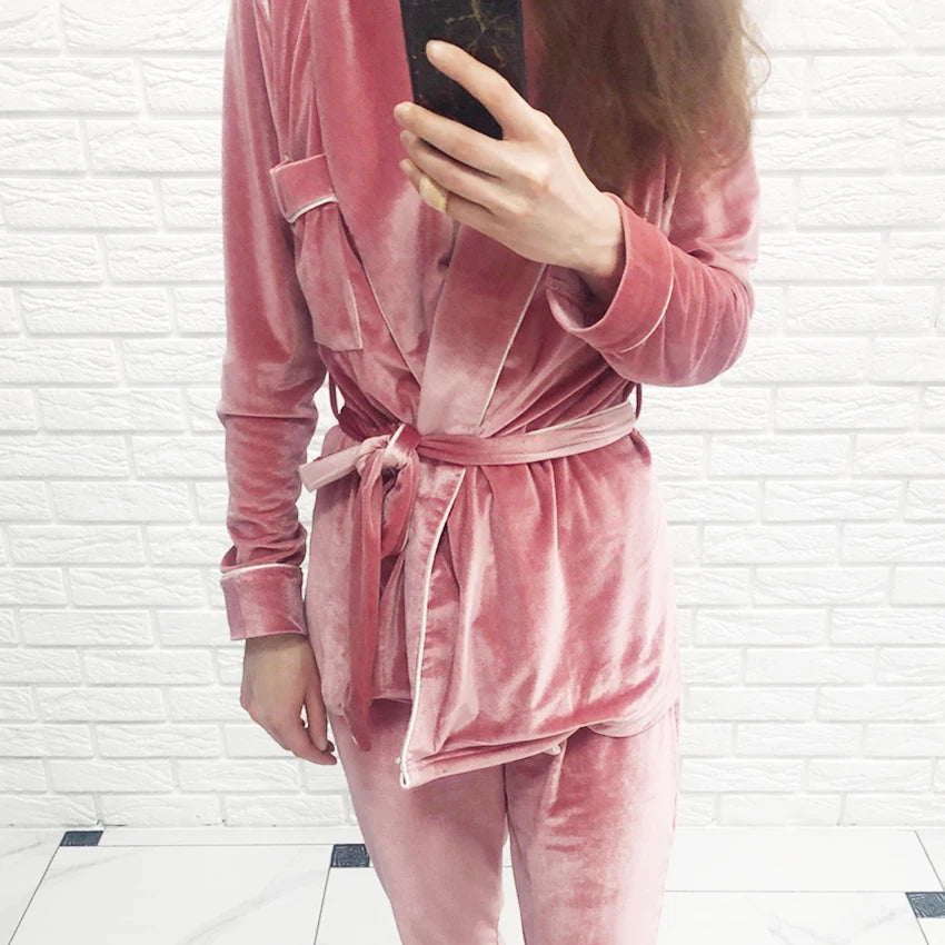 Pyjama Femme Velours Bleu Canard