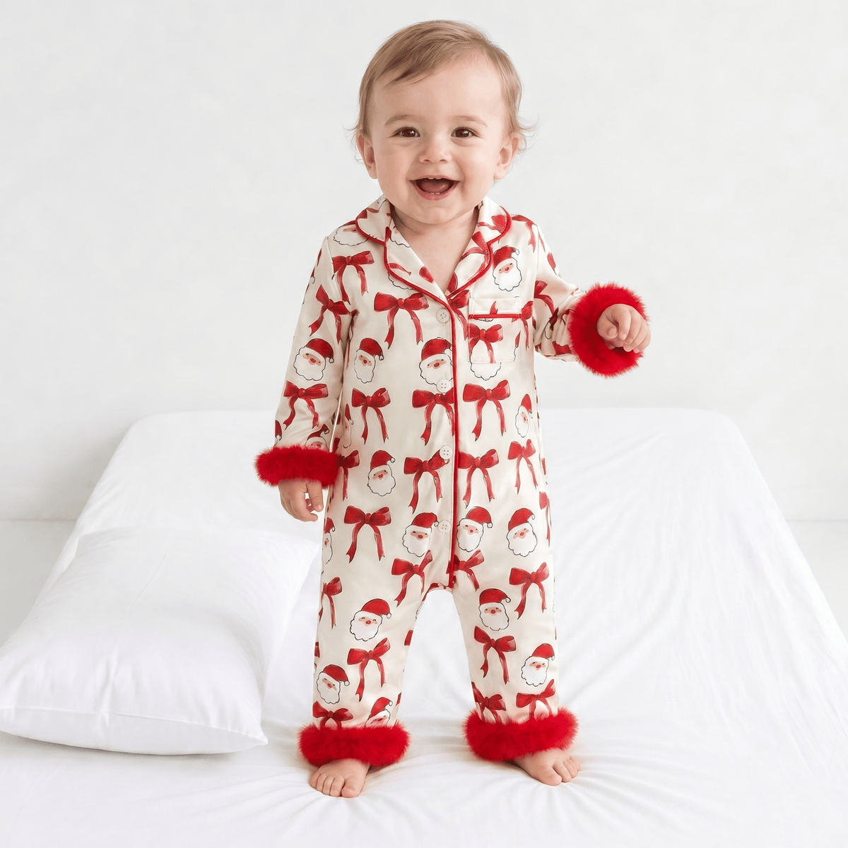 Combinaison Pyjama Bébé Fille Noël Satin
