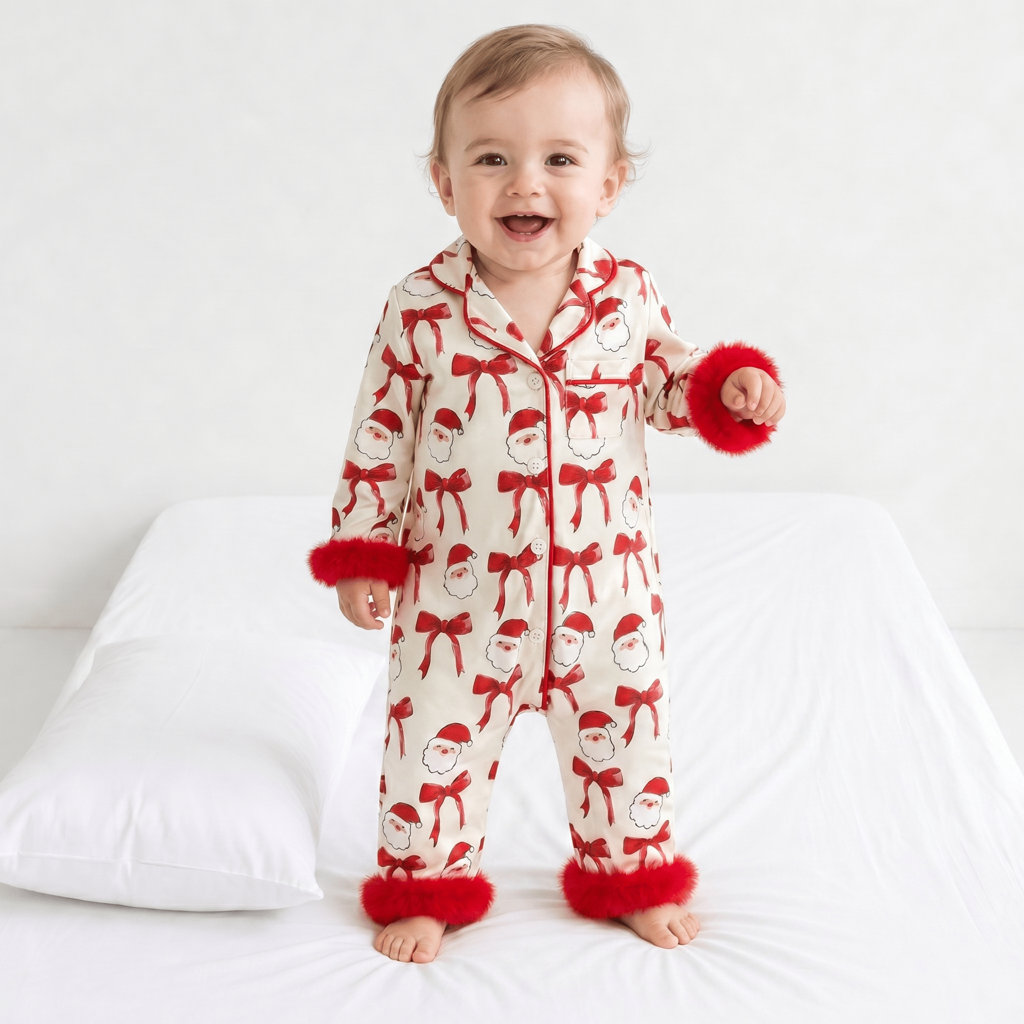 Combinaison Pyjama Bébé Fille Noël Satin