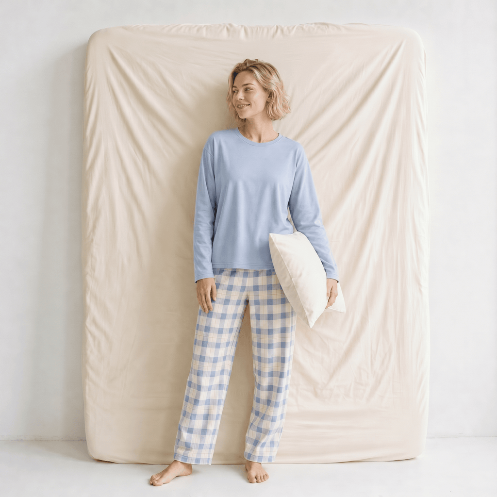 Ensemble Pyjama Femme Coton Bleu