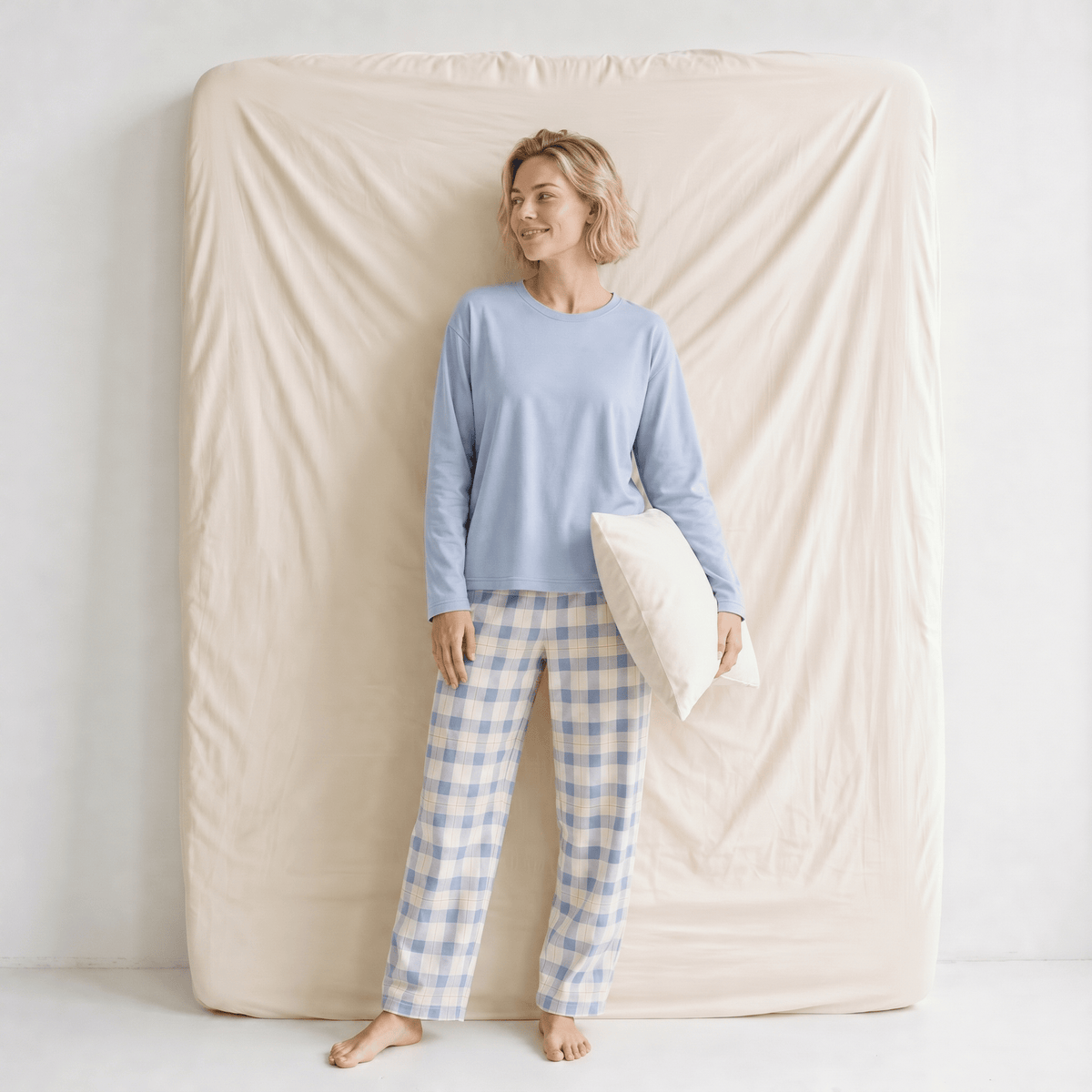 Ensemble Pyjama Femme Coton Bleu