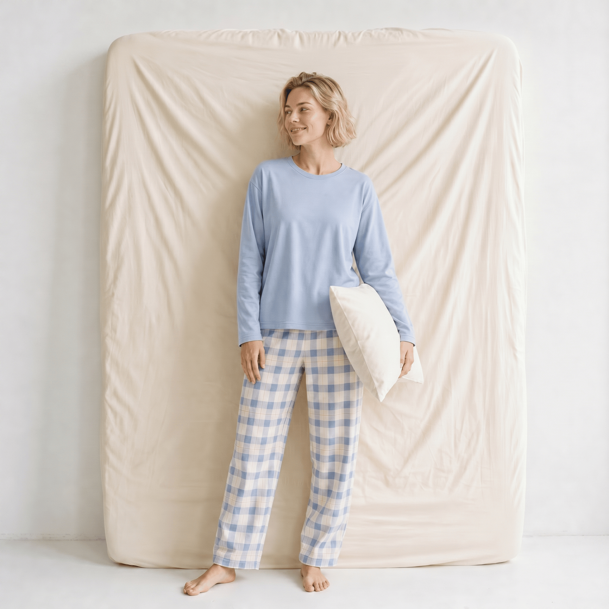 Ensemble Pyjama Femme Coton Bleu