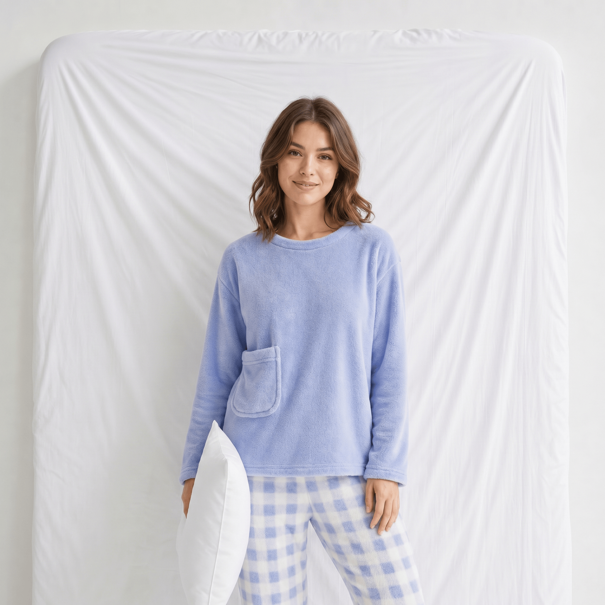 Ensemble Pyjama Femme Polaire Carreaux
