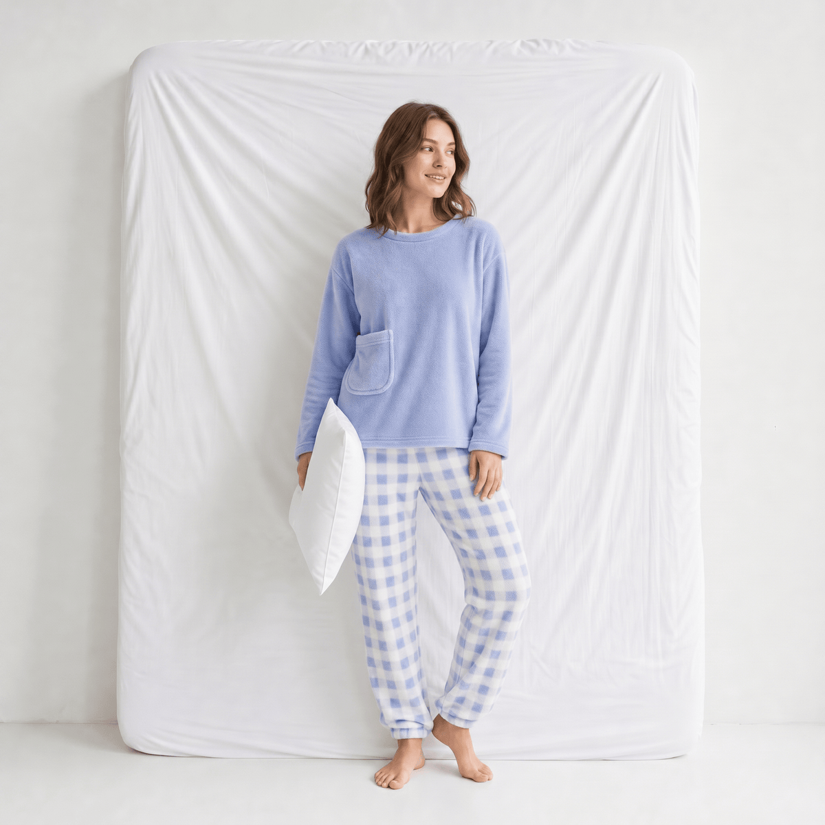 Ensemble Pyjama Femme Polaire Carreaux