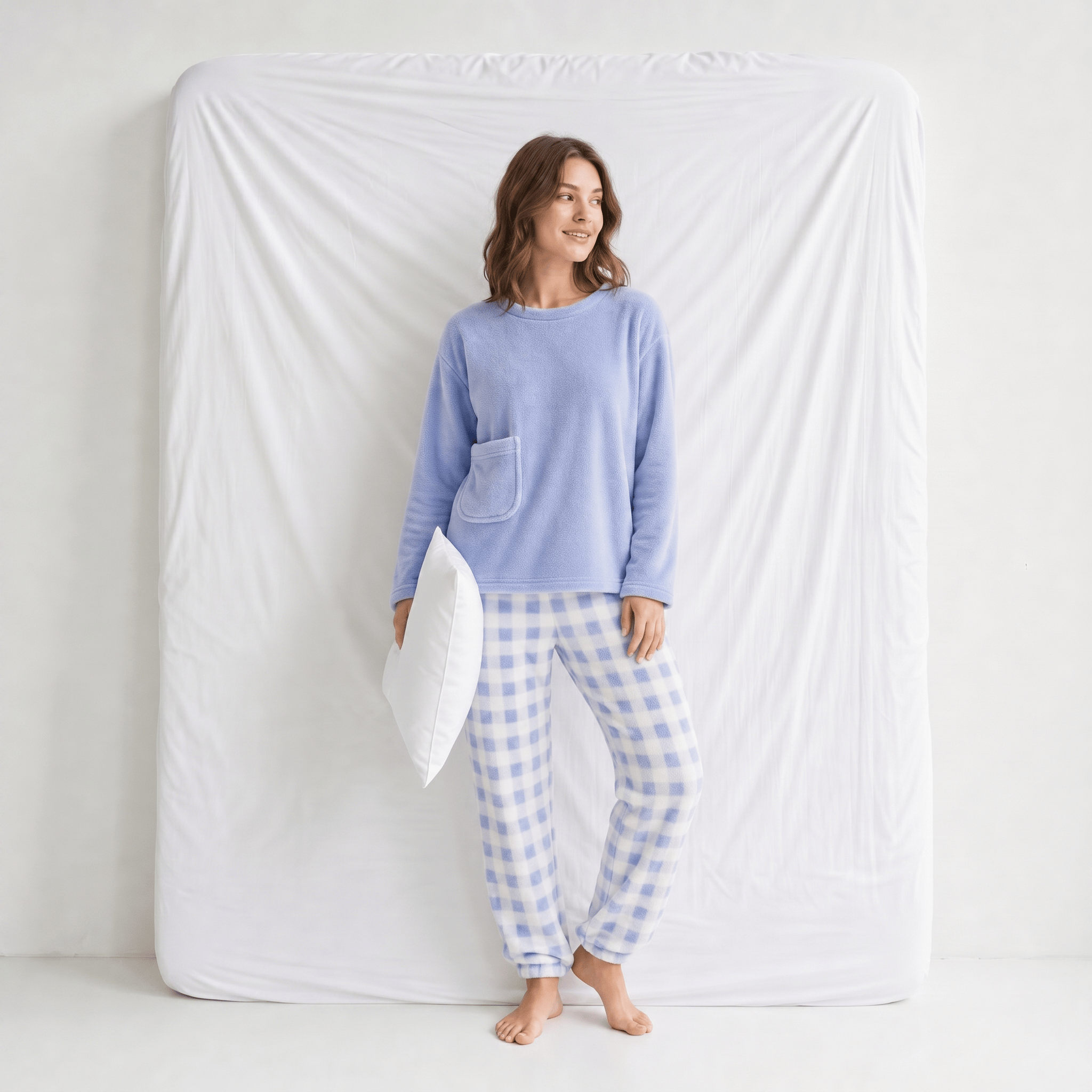 Ensemble Pyjama Femme Polaire Carreaux