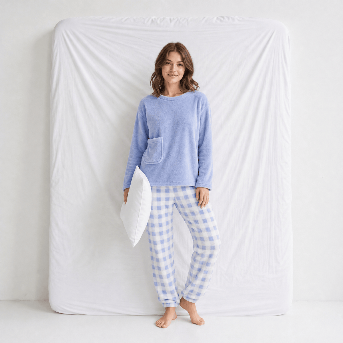 Ensemble Pyjama Femme Polaire Carreaux