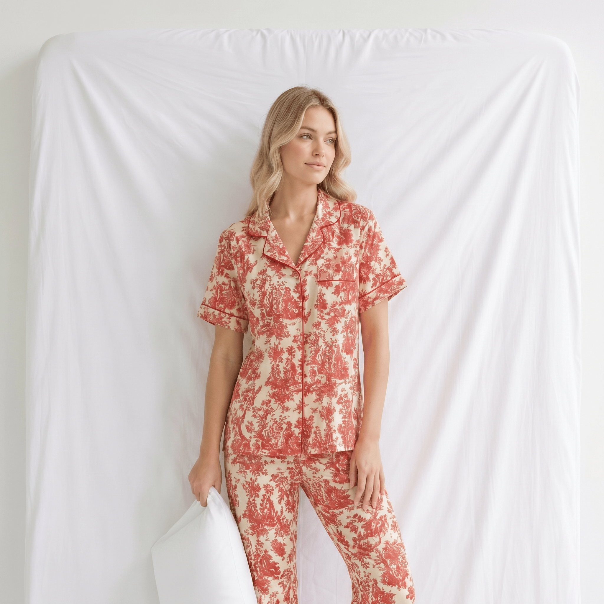 Ensemble Pyjama Femme Satin Rouge