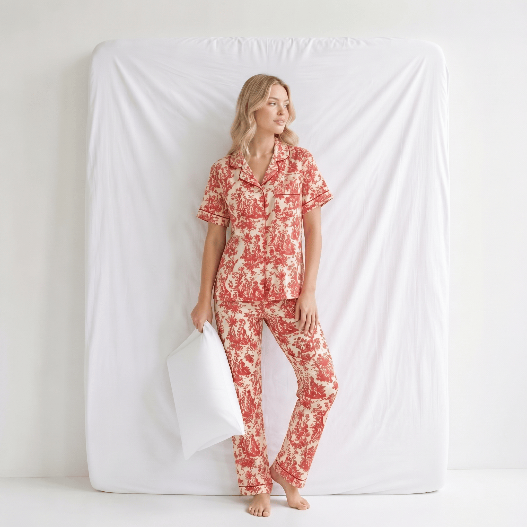 Ensemble Pyjama Femme Satin Rouge
