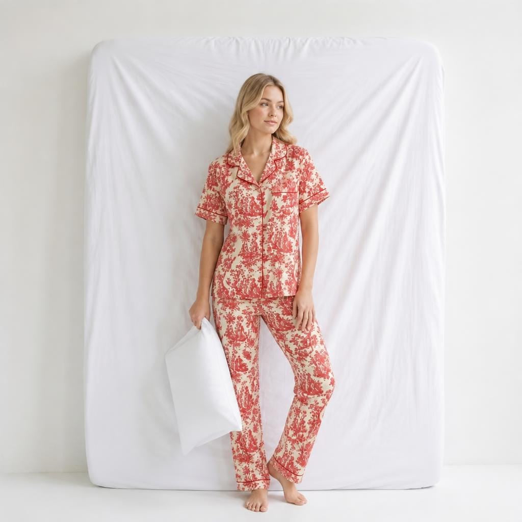 Ensemble Pyjama Femme Satin Rouge