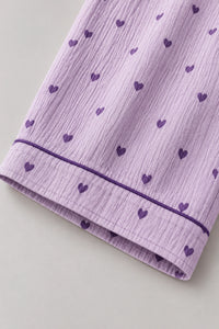 Ensemble Pyjama Femme Violet – détail finition, ourlet
