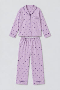 Ensemble Pyjama Femme Violet – à plat, ensemble complet