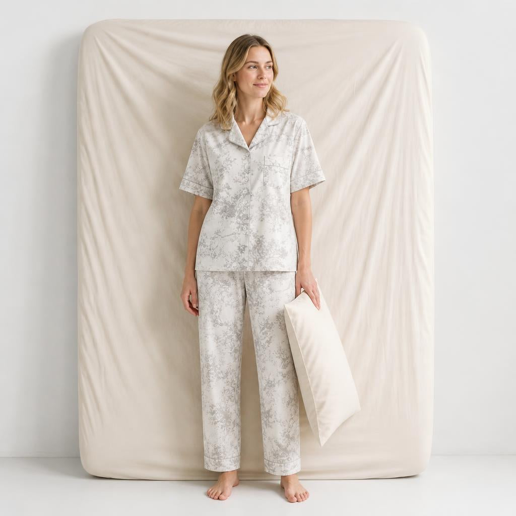Pyjama Femme Satin Gris