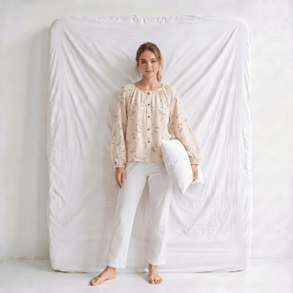 Haut Pyjama Femme Col Rond