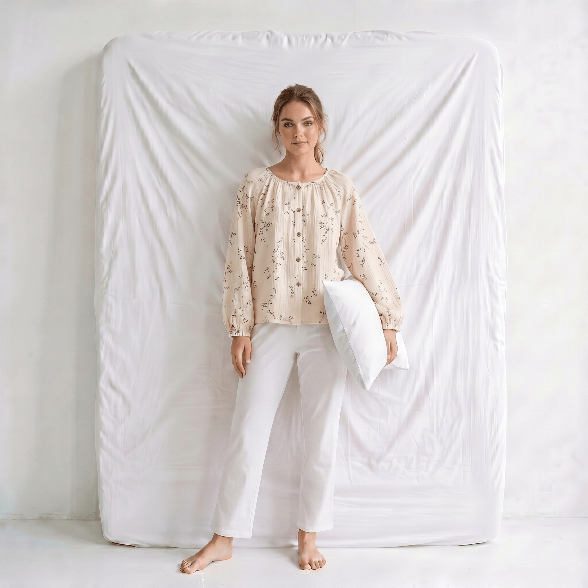 Haut Pyjama Femme Col Rond