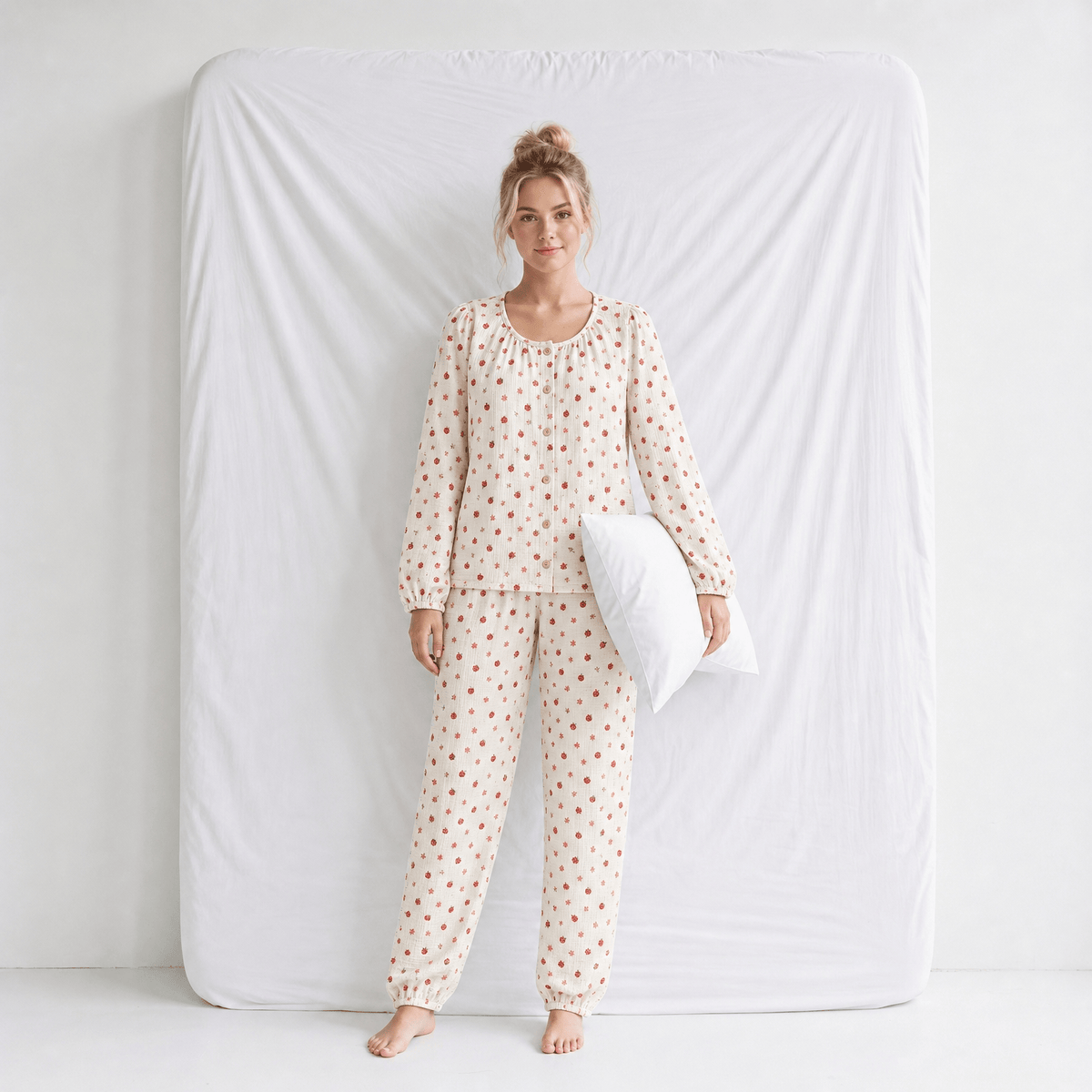 Haut Pyjama Femme Coton Imprimé