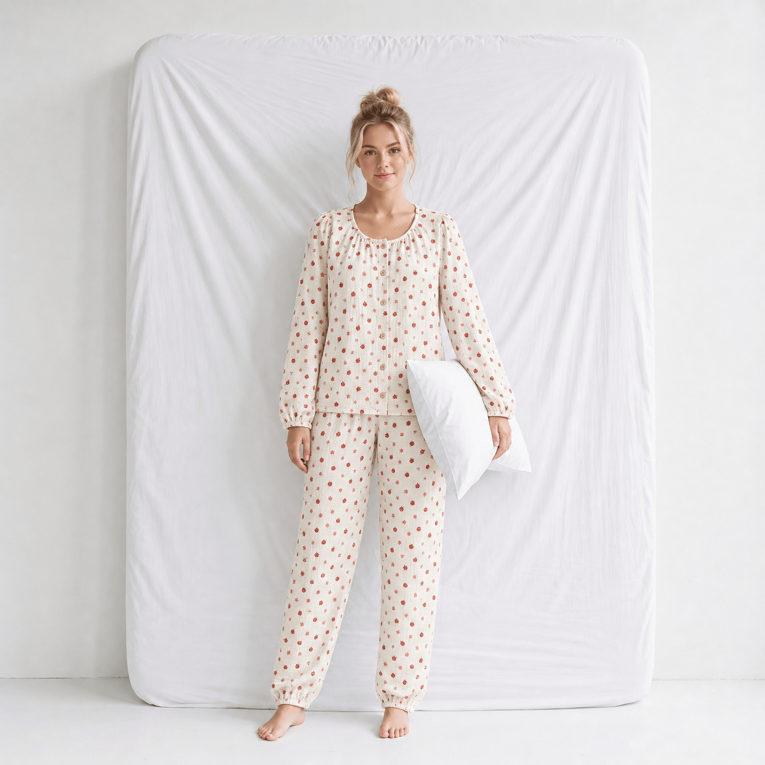 Haut Pyjama Femme Coton Imprimé