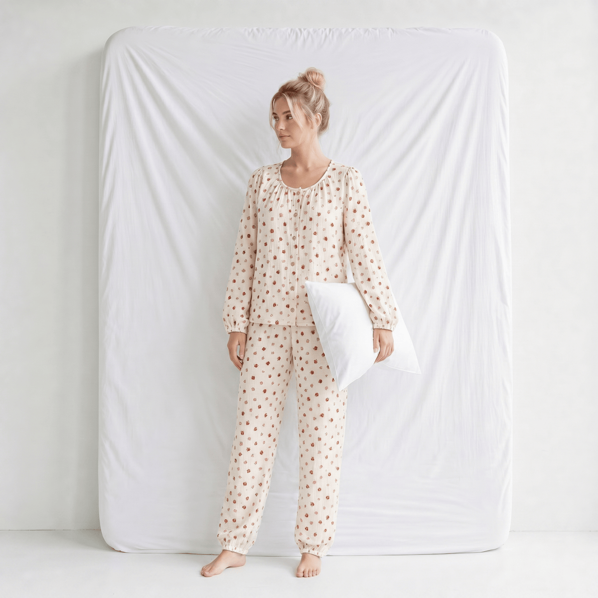 Haut Pyjama Femme Coton Imprimé