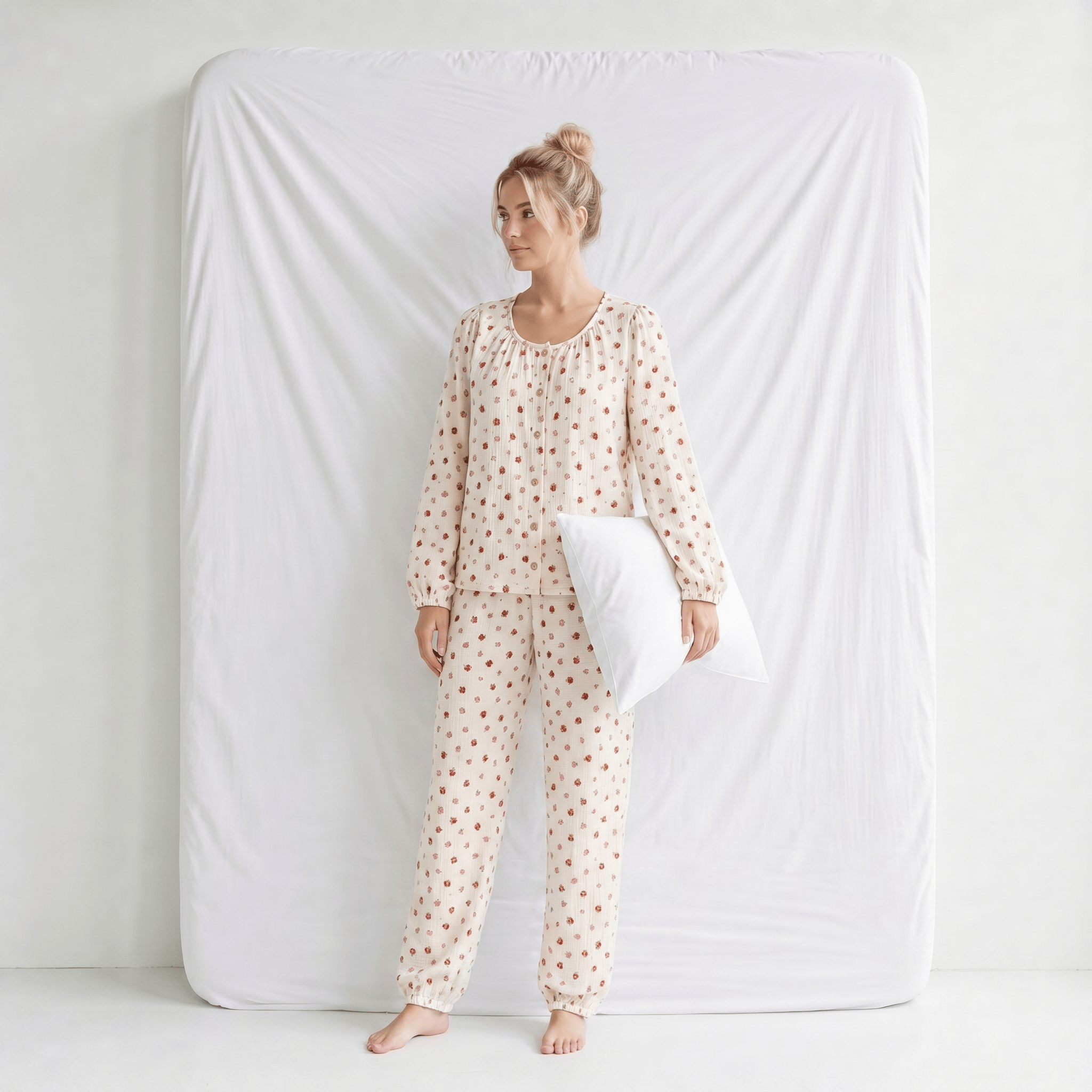 Haut Pyjama Femme Coton Imprimé