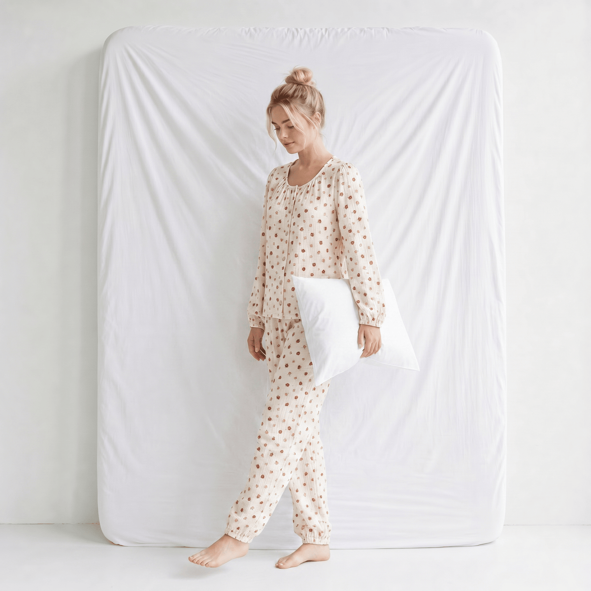 Haut Pyjama Femme Coton Imprimé