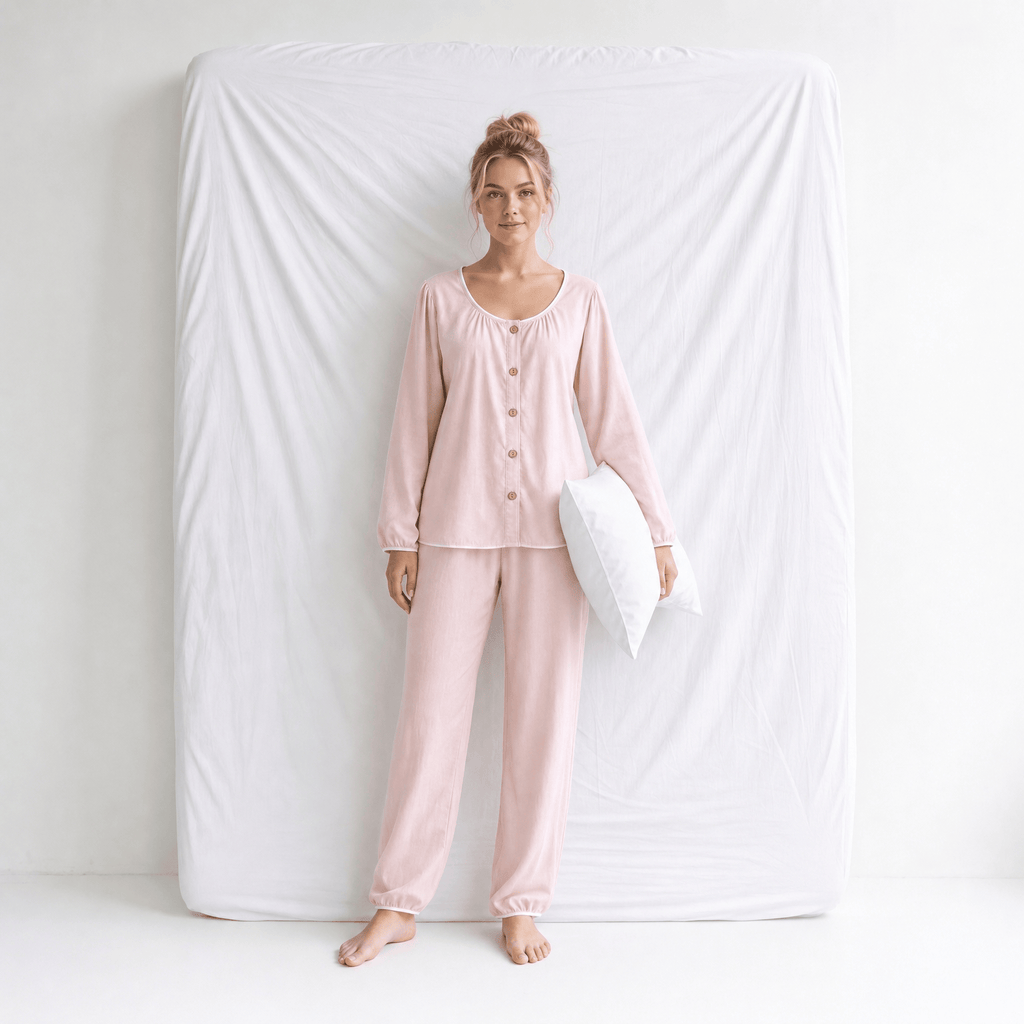 Haut Pyjama Rose Femme Manches Longues