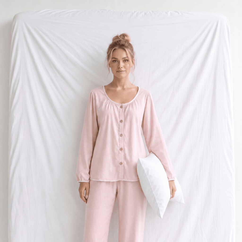 Haut Pyjama Rose Femme Manches Longues