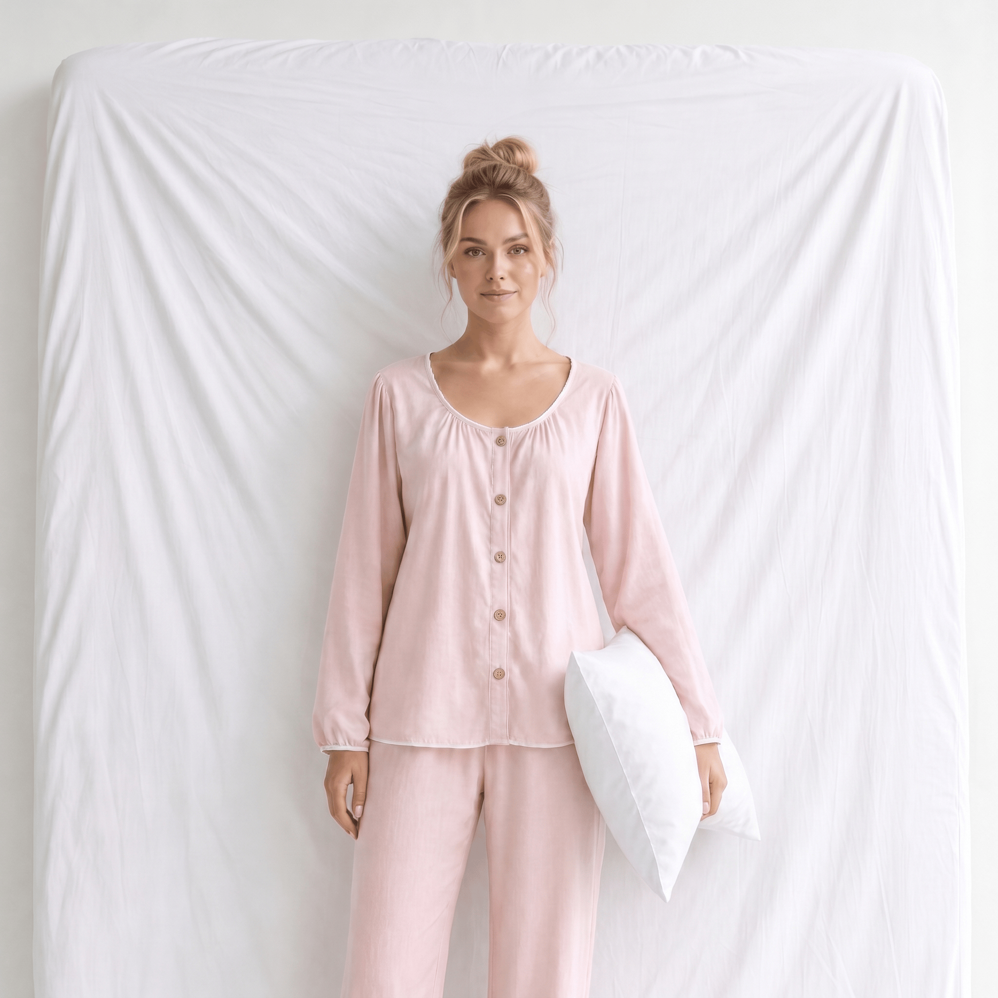 Haut Pyjama Rose Femme Manches Longues