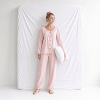 Haut Pyjama Rose Femme Manches Longues
