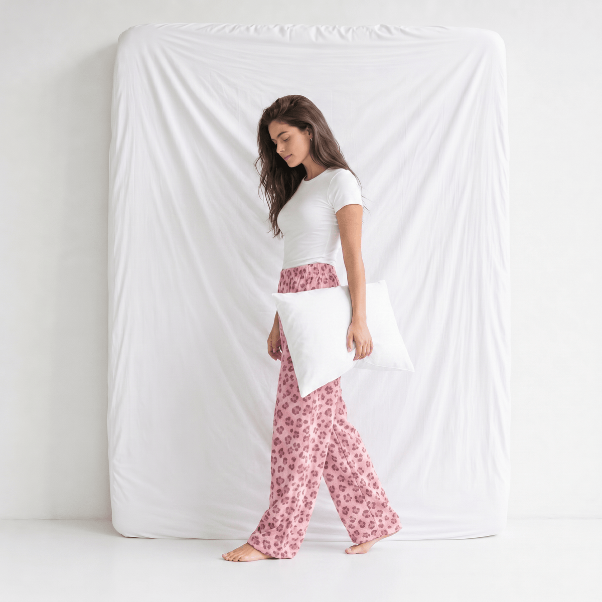 Pantalon Pyjama Flanelle Femme Rose