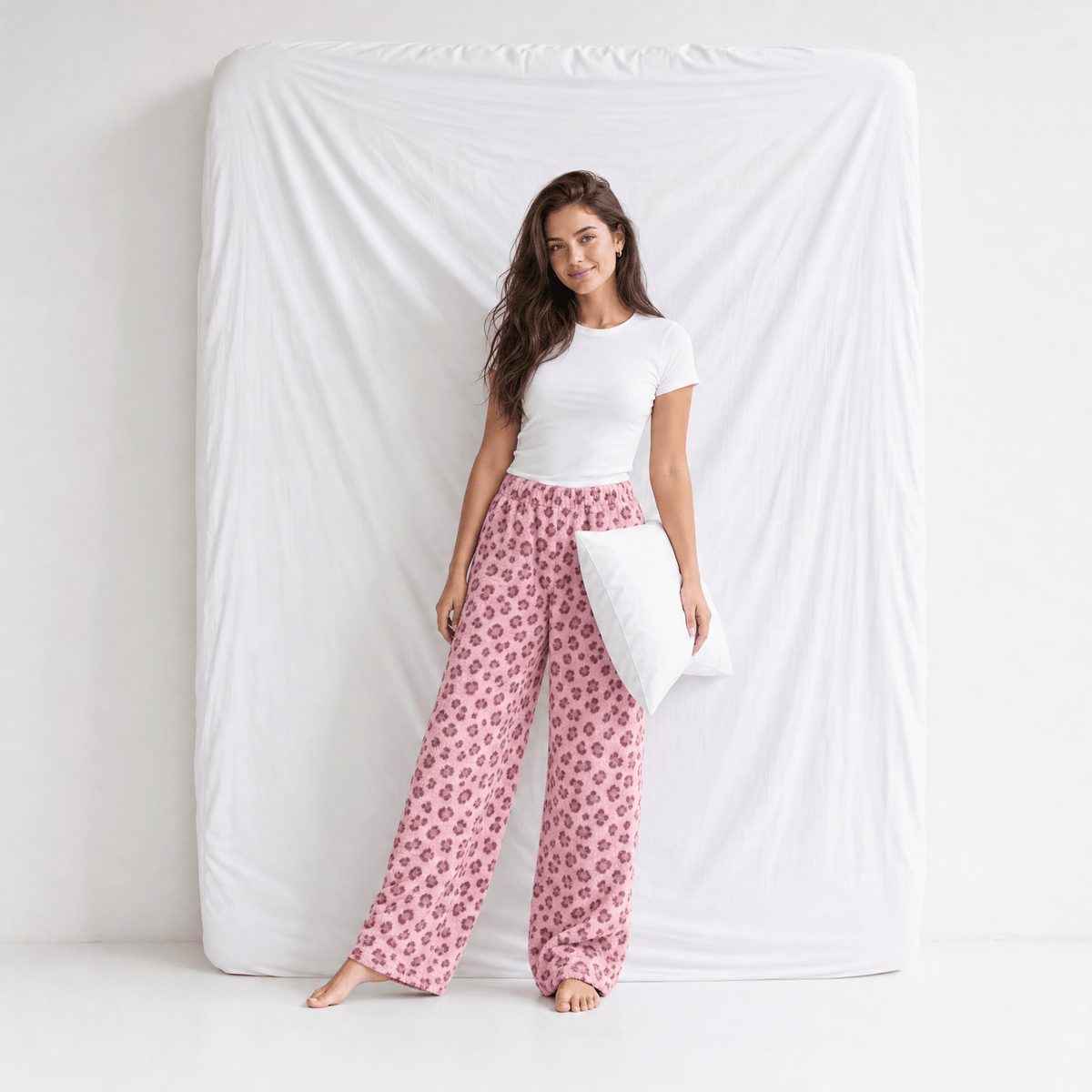Pantalon Pyjama Flanelle Femme Rose