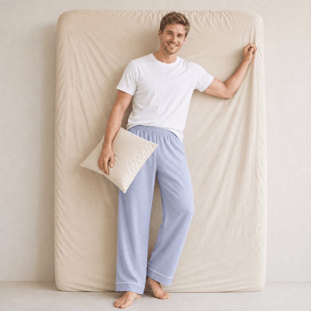 Pantalon Pyjama Homme Coton Bleu