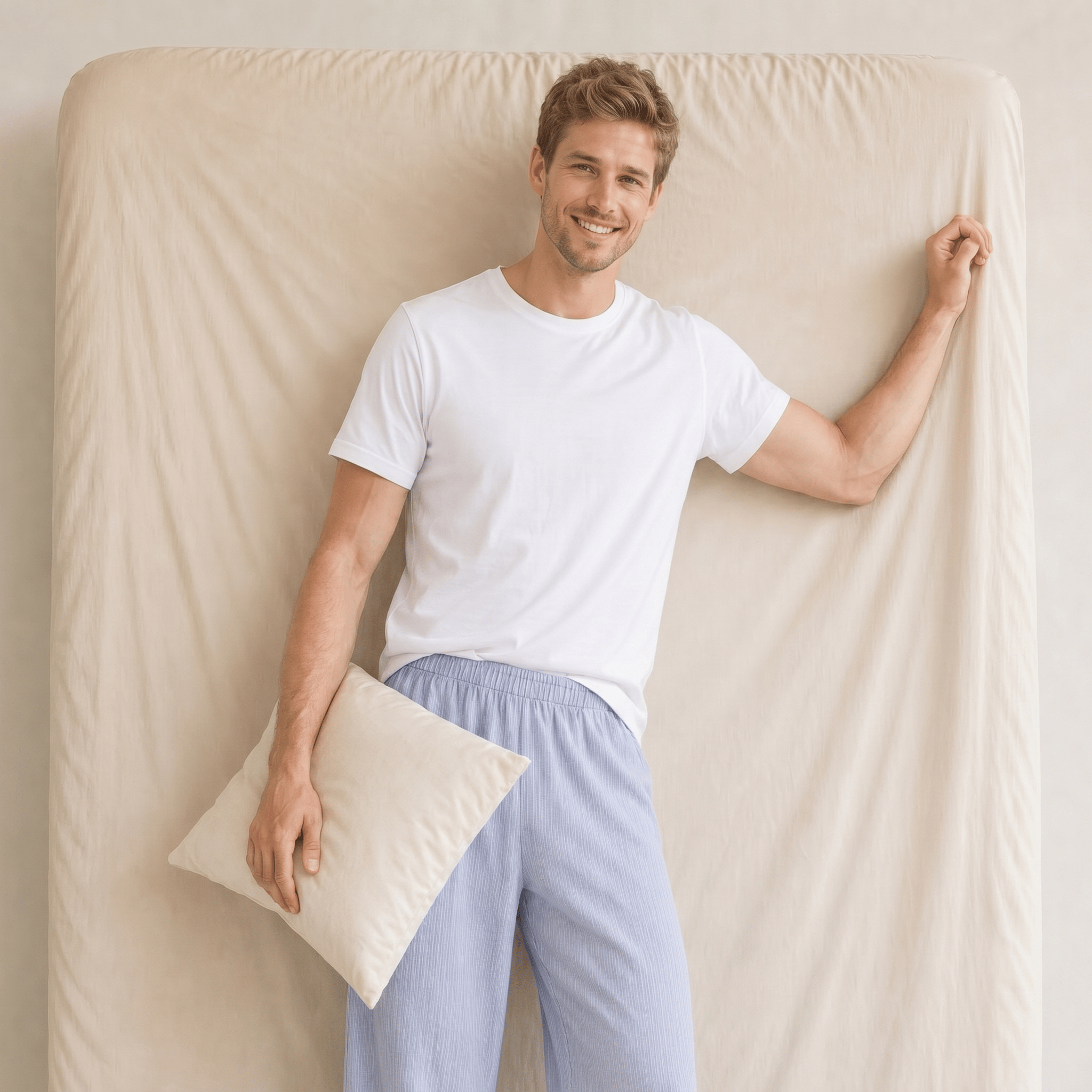 Pantalon Pyjama Homme Coton Bleu