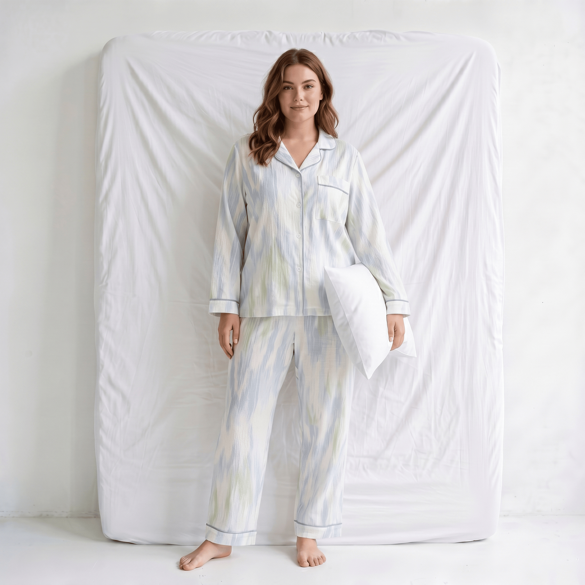 Pyjama Bleu Ciel Coton Femme