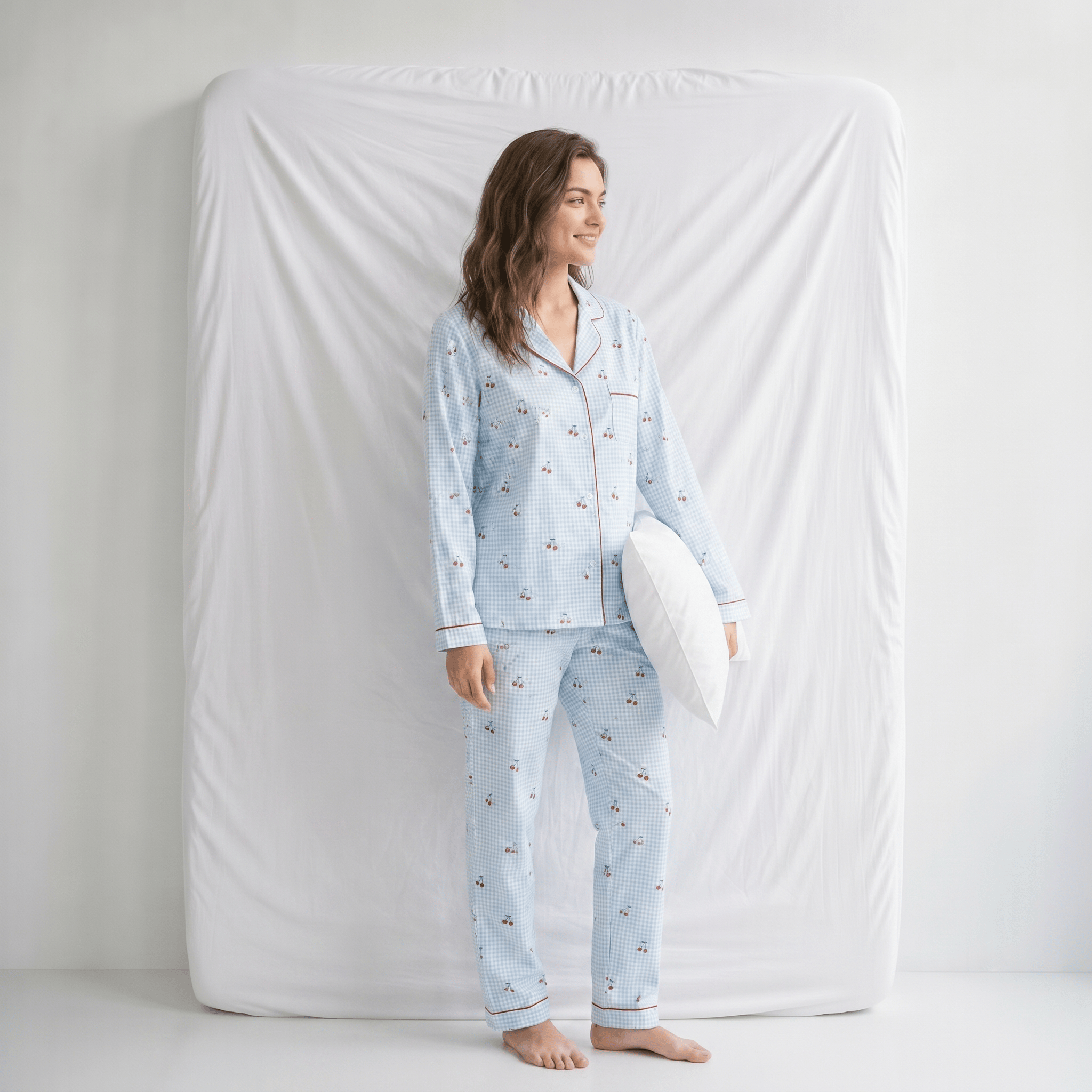 Pyjama Bleu Femme Cerise