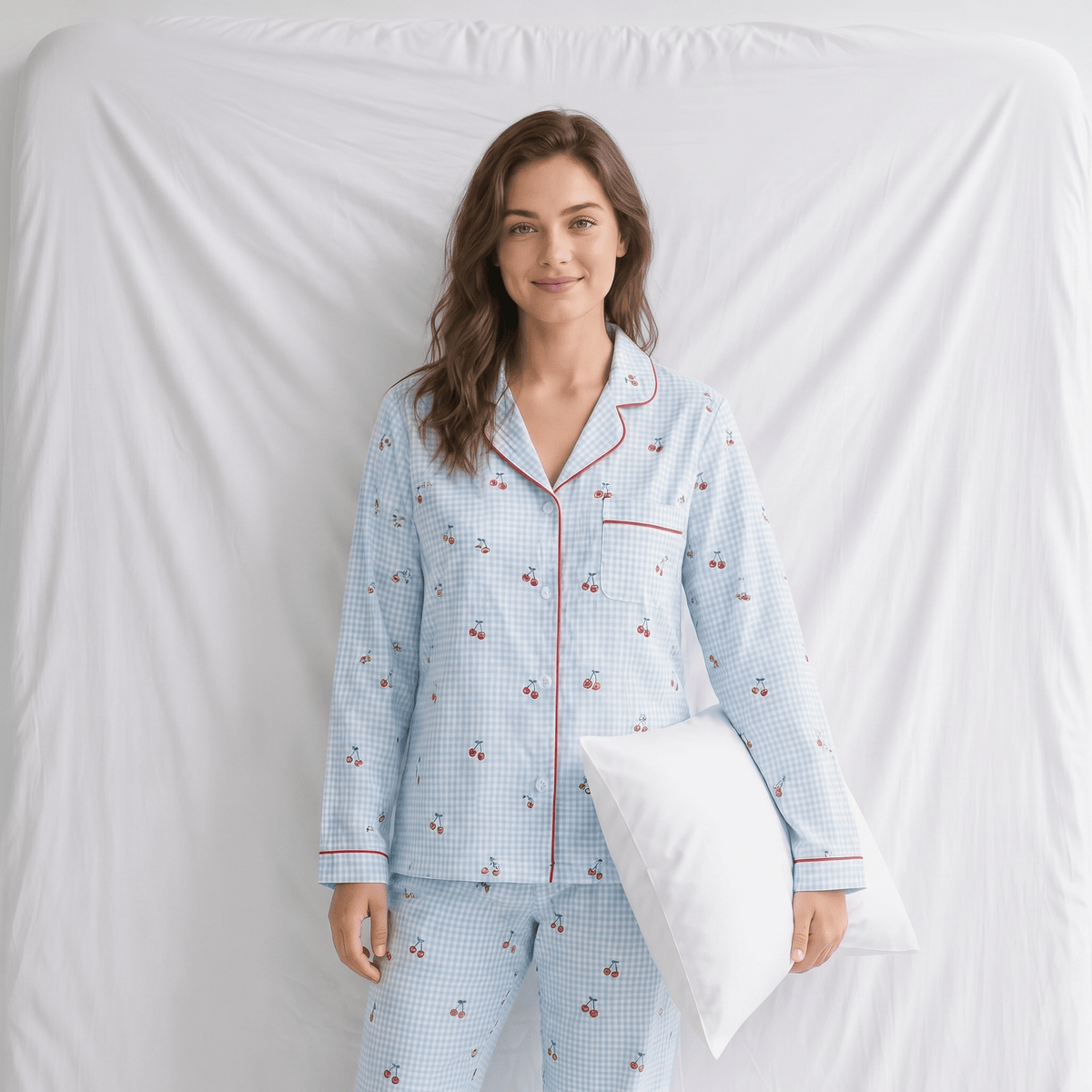 Pyjama Bleu Femme Cerise