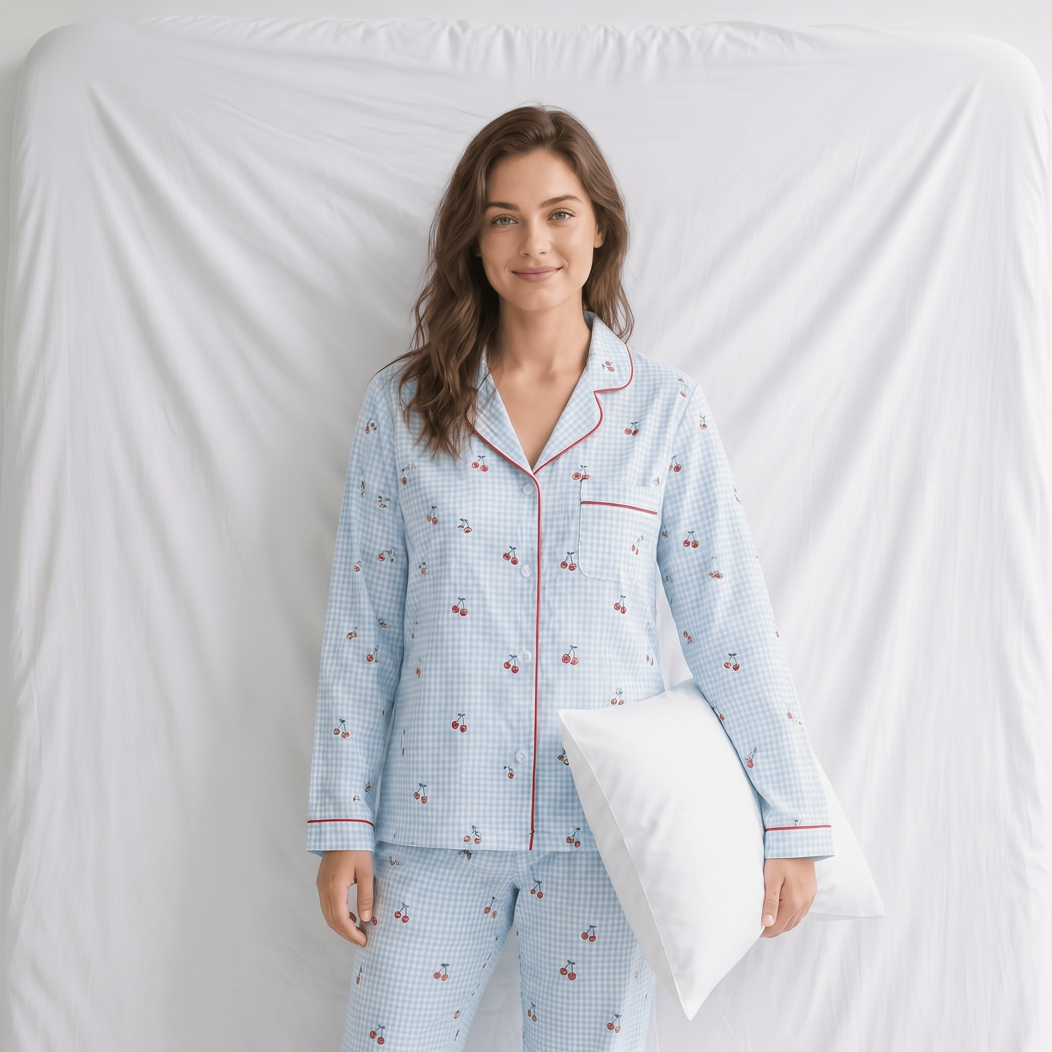 Pyjama Bleu Femme Cerise