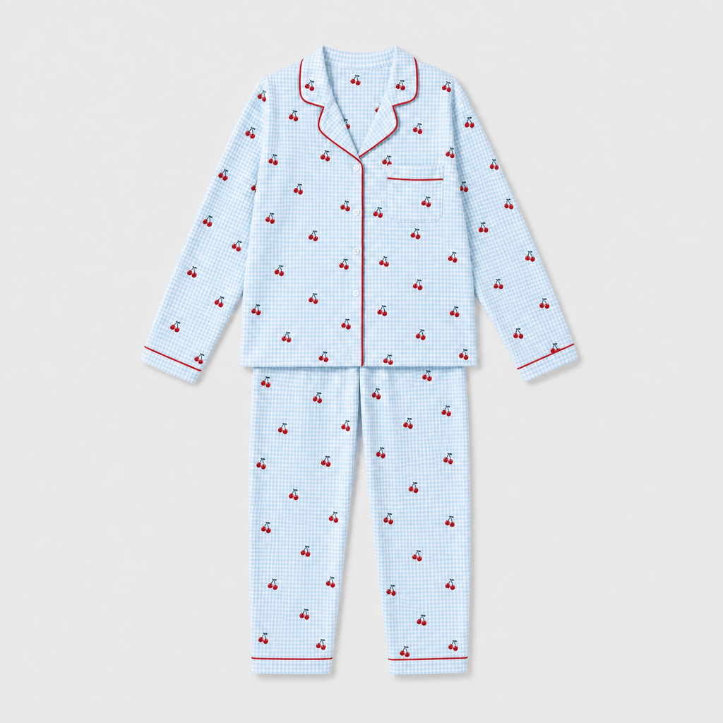 Pyjama Bleu Femme Cerise