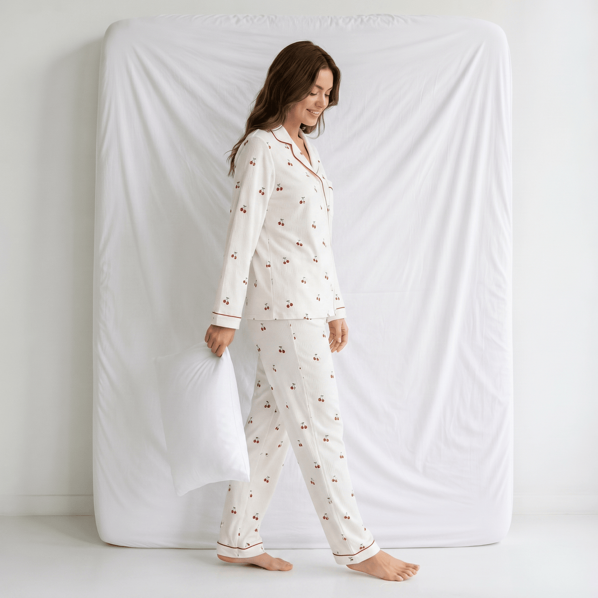 Pyjama Femme Blanc Cerise