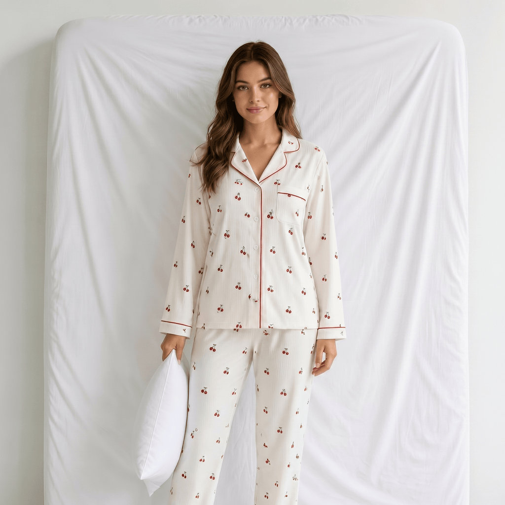 Pyjama Femme Blanc Cerise