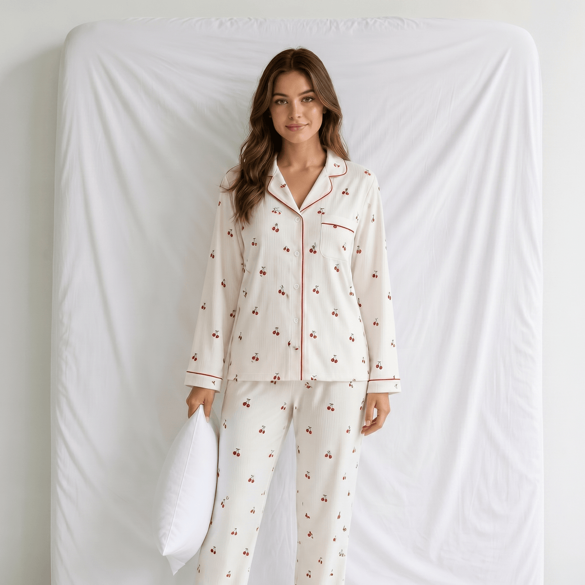 Pyjama Femme Blanc Cerise