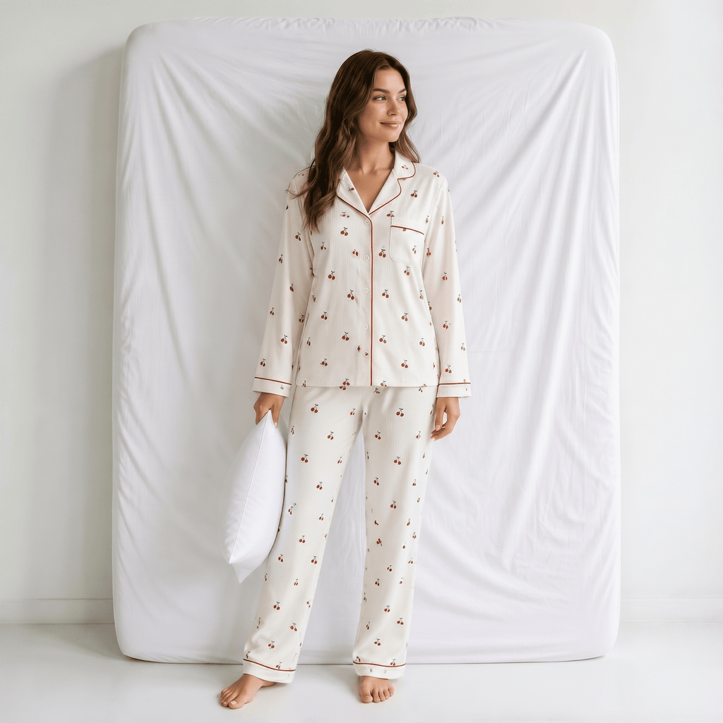 Pyjama Femme Blanc Cerise
