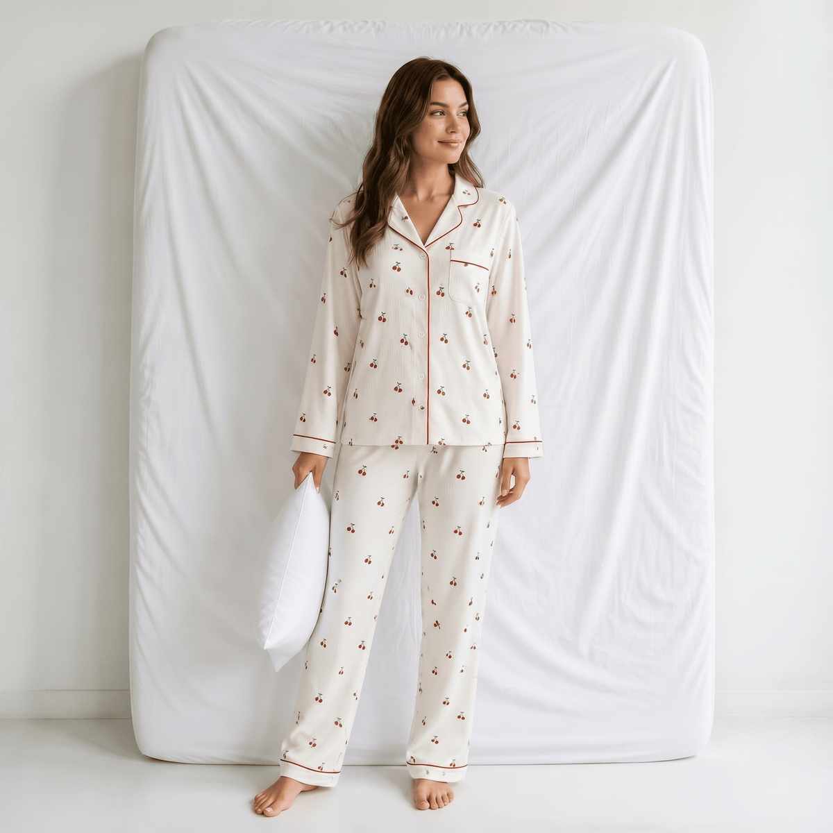Pyjama Femme Blanc Cerise