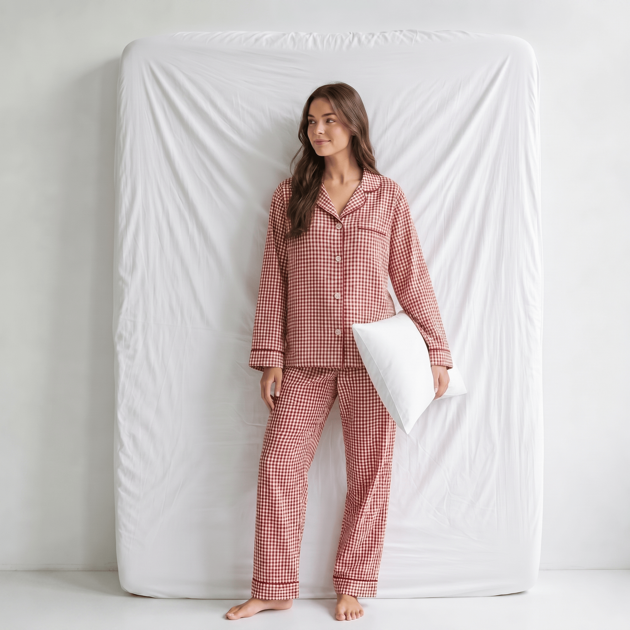Pyjama Femme Carreaux Rouge