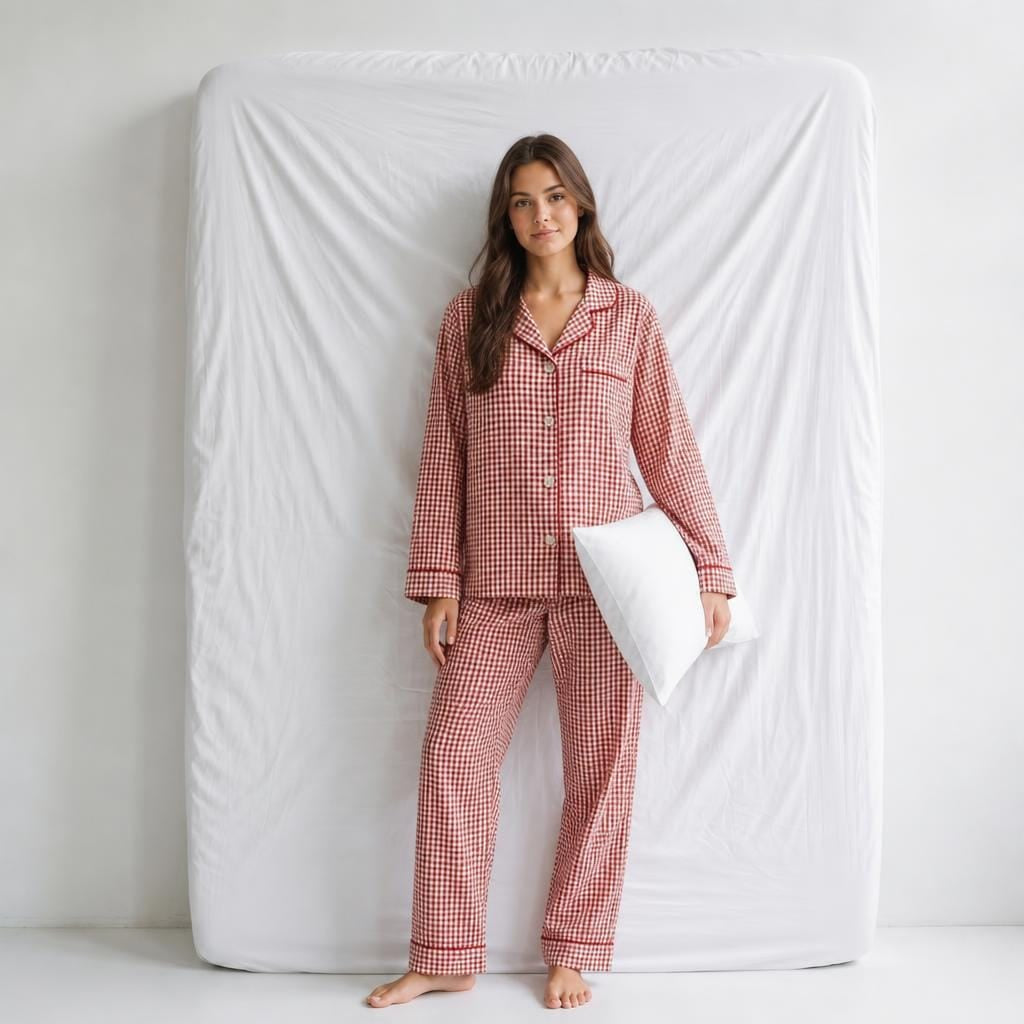Pyjama Femme Carreaux Rouge