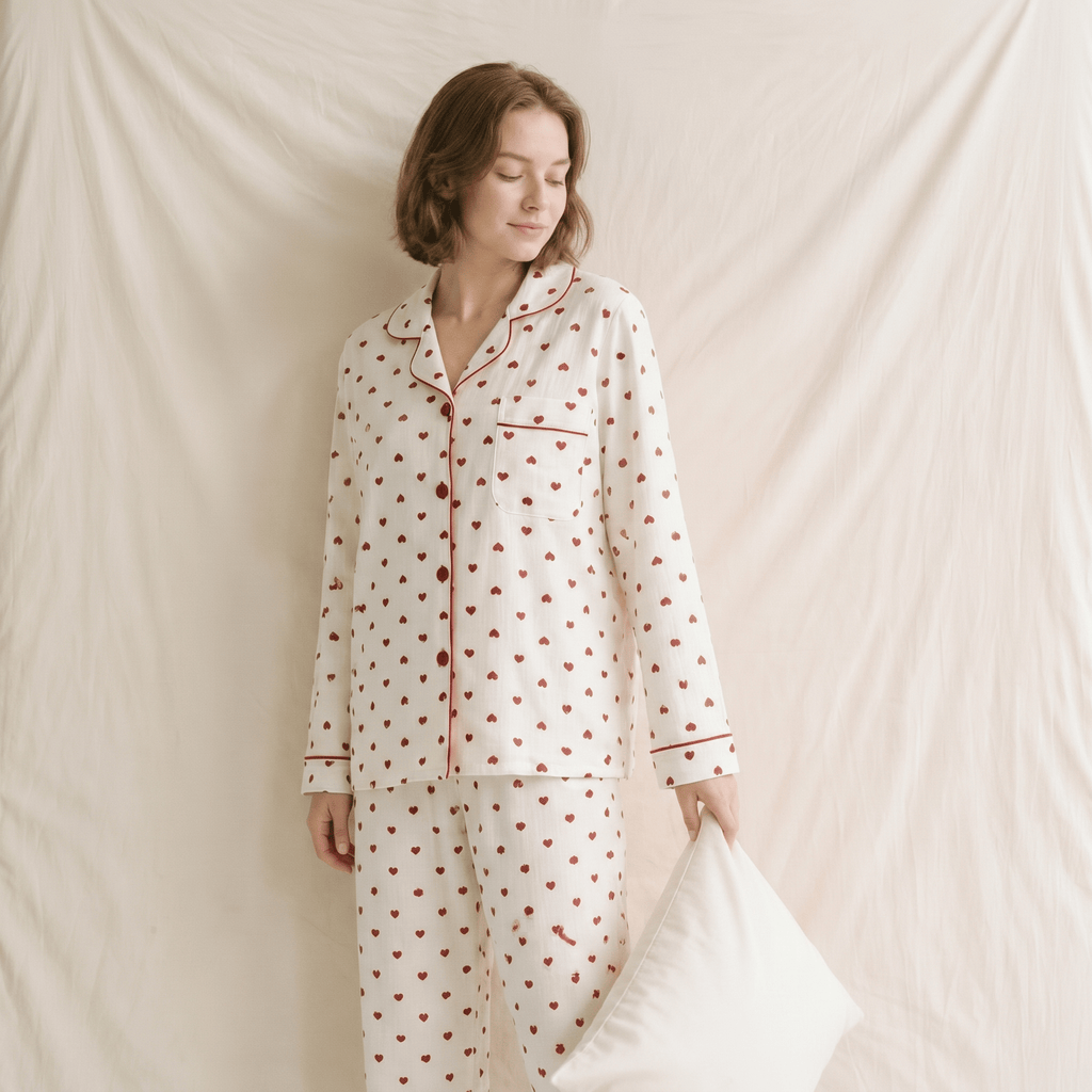 Pyjama Femme Coeurs Rouges