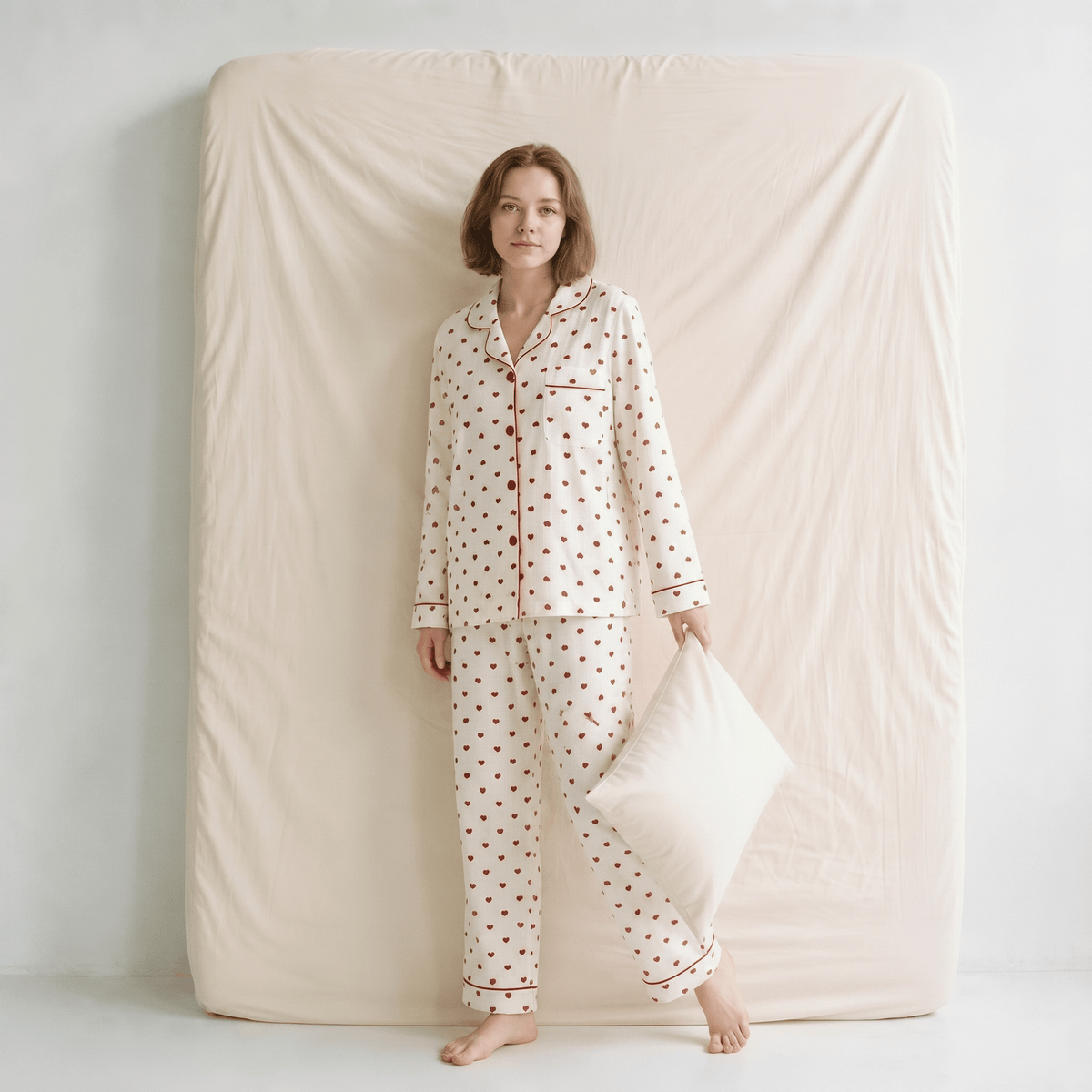 Pyjama Femme Coeurs Rouges