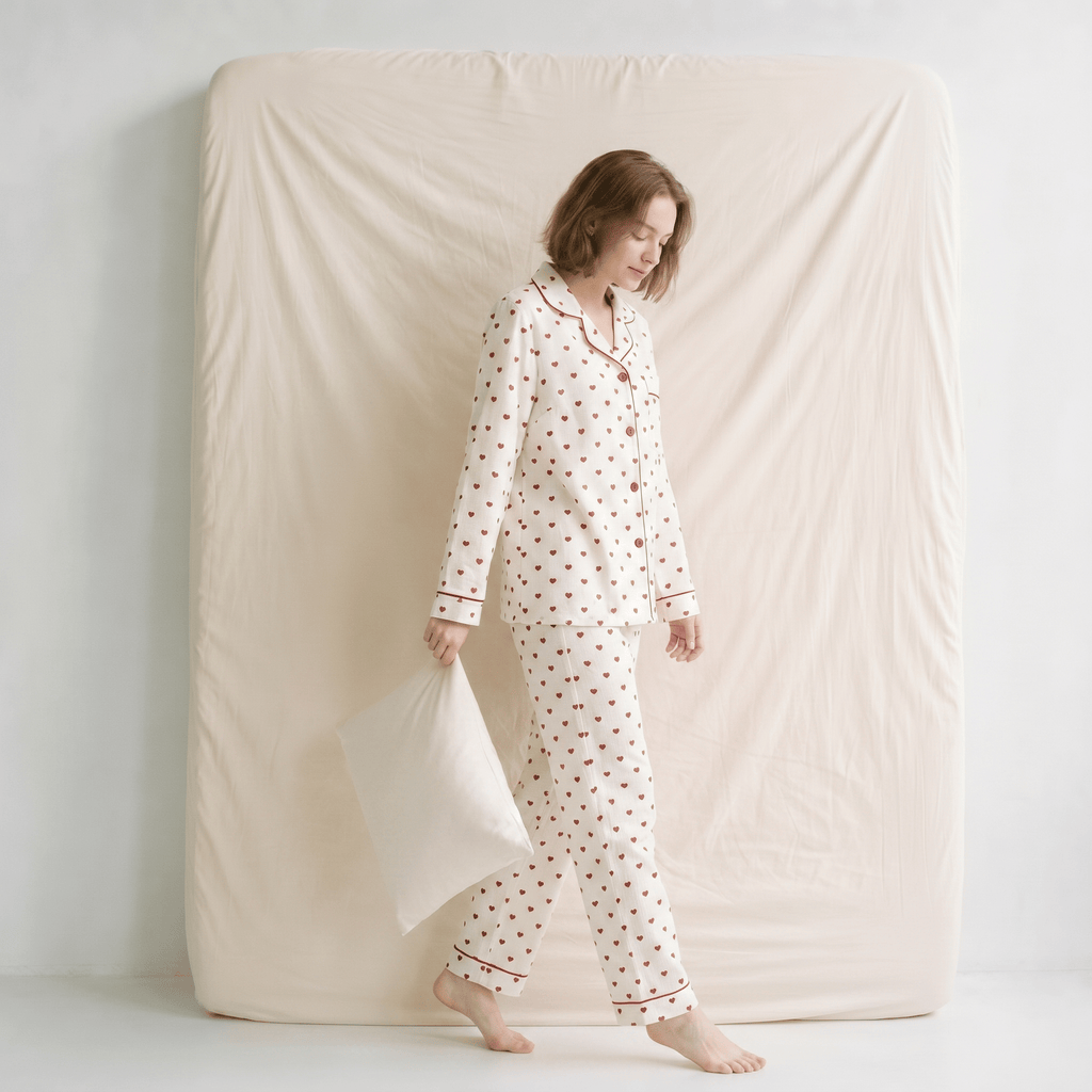 Pyjama Femme Coeurs Rouges